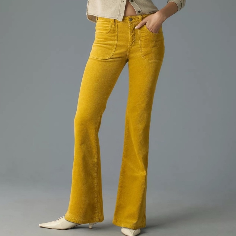 Pilcro The Icon Low-Rise Corduroys, Mustard Yellow size 25